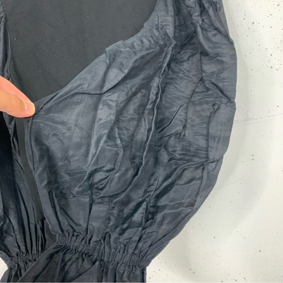 Alice + Olivia Kirie Poet Balloon Sleeve Silk Black Blouse Top Size Large - Picture 8 of 11